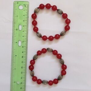 Vintage Semi-Precious Beaded Bracelet Red